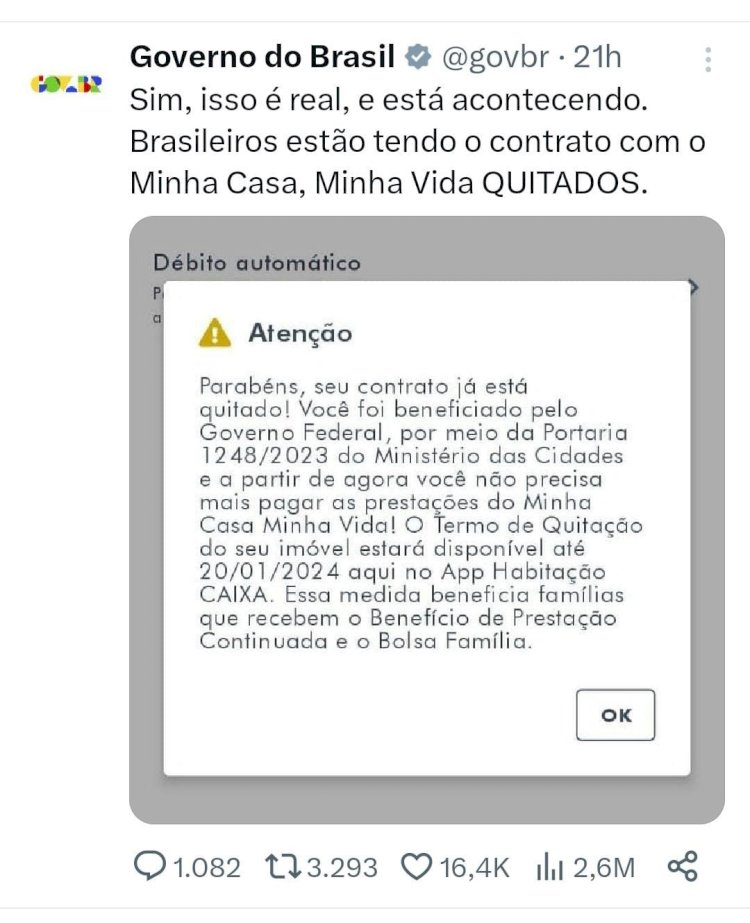 Governo Federal quita dívidas de contratos do Minha Casa, Minha Vida - Faixa 1